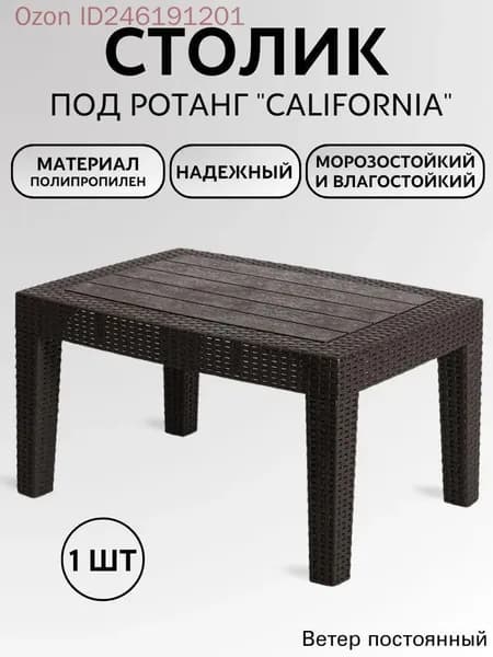 Садовый стол,Пластик, Искусственный ротанг (пластик) 50х70х38 см