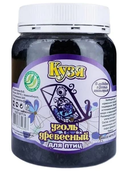 Кузя Уголь древесный для птиц ПЭТ-банка 50г