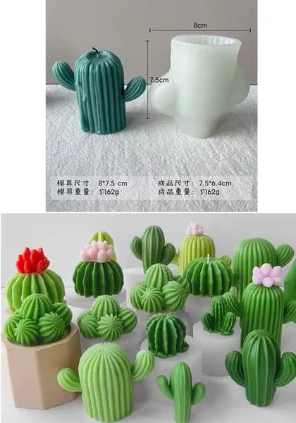 3D DIY Кремниевые восковые свечи, кактус
