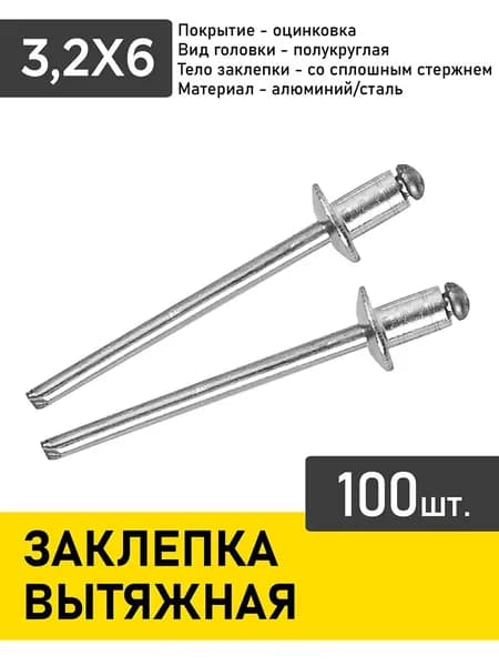 Заклепка вытяжная 3,2х6 100 шт.