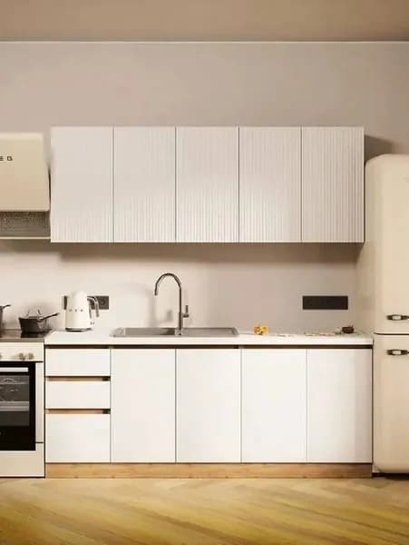 Кухонный гарнитур Игни Ника 2 м со столешницей 38 мм 2000х2160х600, Дуб вотан/Белый софт/Дуб вотан