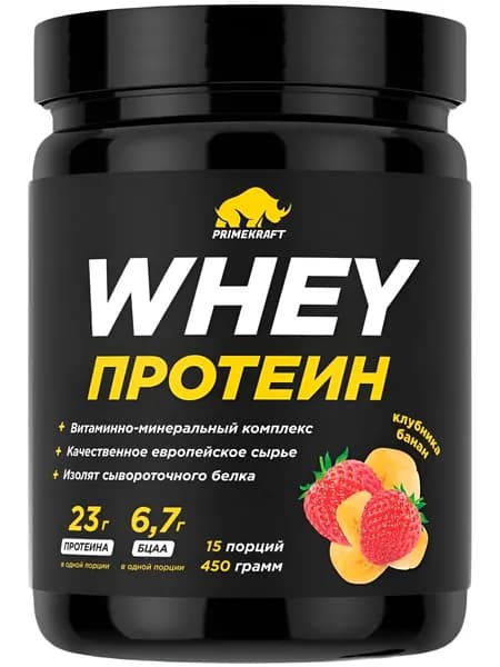 Протеин сывороточный PRIMEKRAFT Whey 450 гр Клубника банан