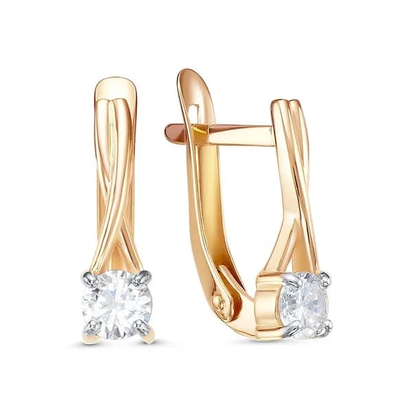 Серьги женские с фианитами из красного золота 375 пробы 585GOLD