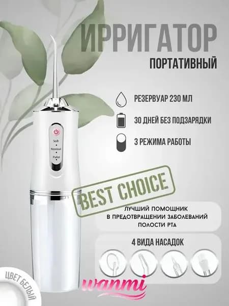 Ирригатор для полости рта / портативный / 4 насадки
