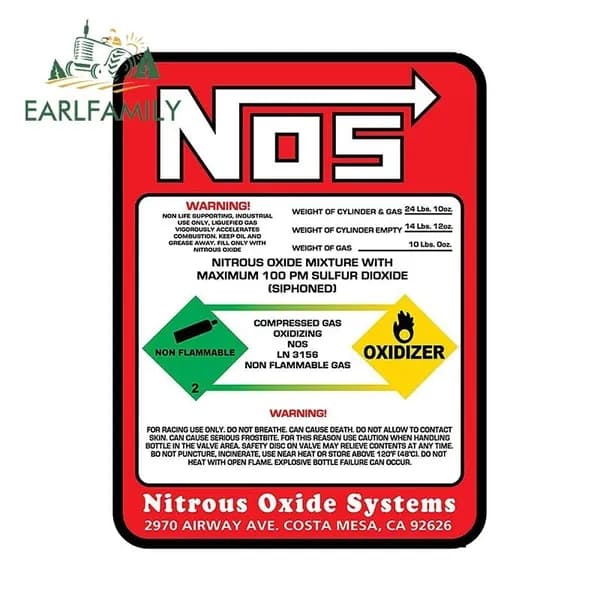 EARLFAMILY Red NOS Bottle Replacement Label автомобильная наклейка JDM Антиокислитель JDM 13 см
