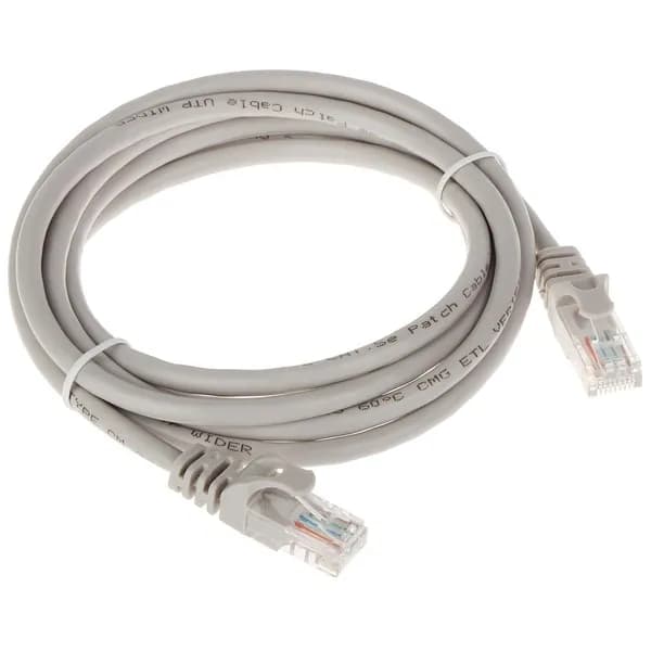 Патч корд Bion, U/UTP, Cat.5e, AWG 26 (7/0,16мм) CCA, многожильный, PVC, 2 м, серый (BPC-U5E101-2M)