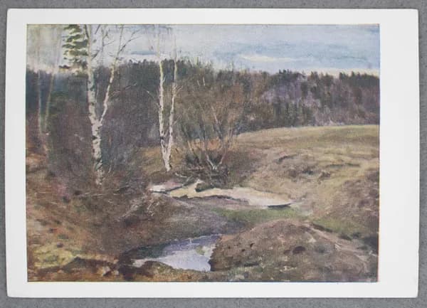 Открытка "Последний снег (И. С. Остроухов, 1858-1929)" Чистая. 1958 г. СССР