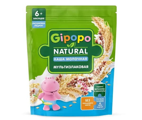 Каша Gipopo мультизлаковая молочная, 180г