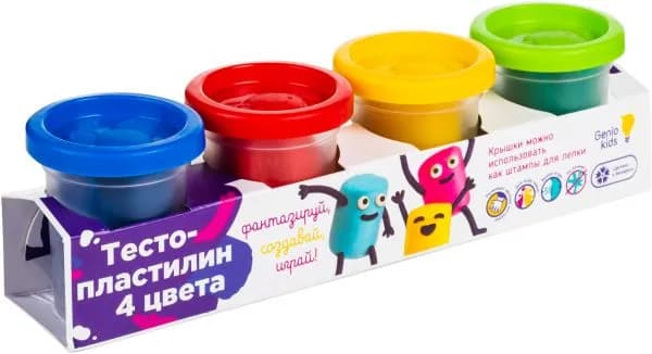 Тесто-пластилин Genio Kids 4 цвета 240г 22.5*5.7*5см