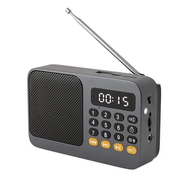 T1Мини FM-Радио С Функцией Bluetooth И MP3-Плеером, Серого Цвета, Компактное, Переносное, Восстанавливаемое В Аварийных Ситуациях.