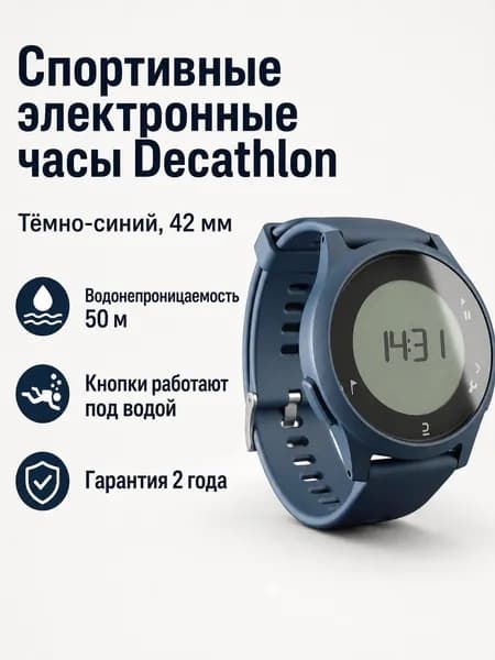 DECATHLON Смарт-часы 8332129, 42mm, Тёмно-синий матовый
