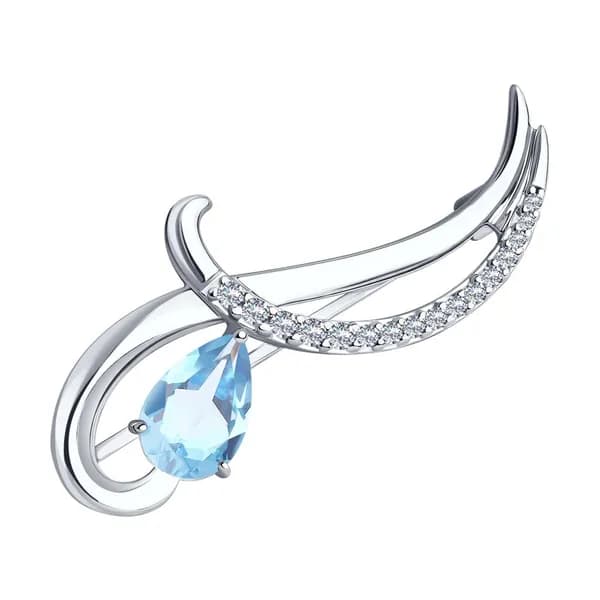 Diamant, Брошь из серебра с топазом и фианитами, 94-340-01053-1, декоративные, 925 проба