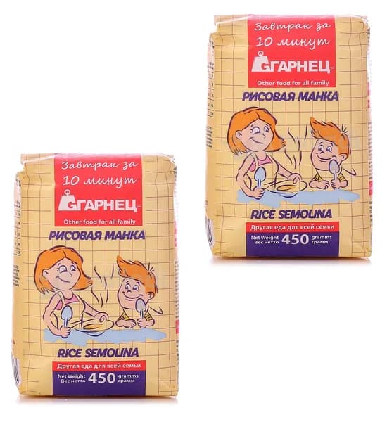 Гарнец Крупа рисовая манка , 450 г, 2 упаковки.