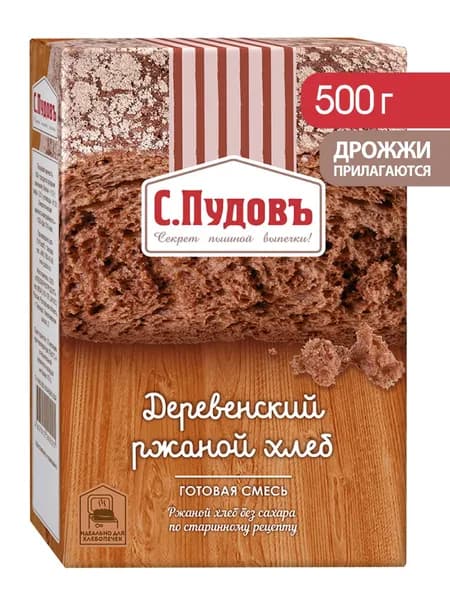 Смесь для выпечки С.Пудовъ Деревенский ржаной хлеб, 500 г
