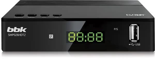 Ресивер DVB-T2 BBK пульт ДУ, дисплей, функция Time Shift, PVR, EPG, черный