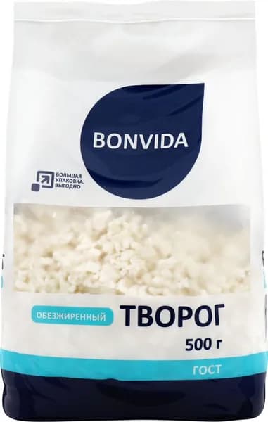 Творог BONVIDA обезжиренный, без змж, 500г