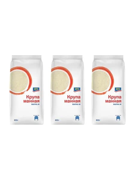 aro Крупа манная, 800 г, 3 шт