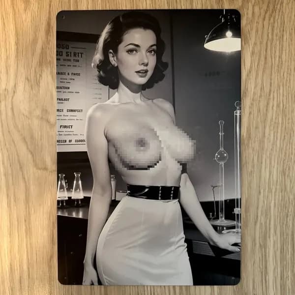 Табличка металлическая интерьерная Pin-Up Девушка Пинап