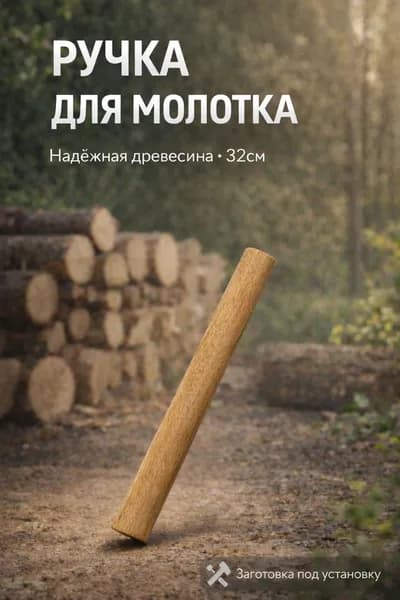 Ручка для молотка 32 см из натурального дерева - черенок для замены, заготовка под установку