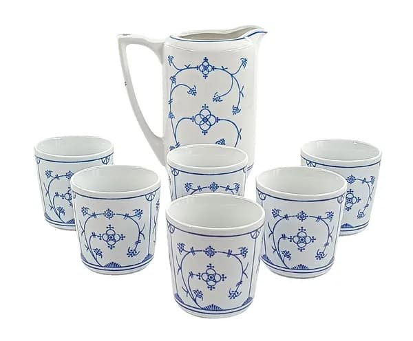 Сервиз винтажный новый "Blau Saks", ручная работа, 7 предметов, 50-е, Jager, ГДР