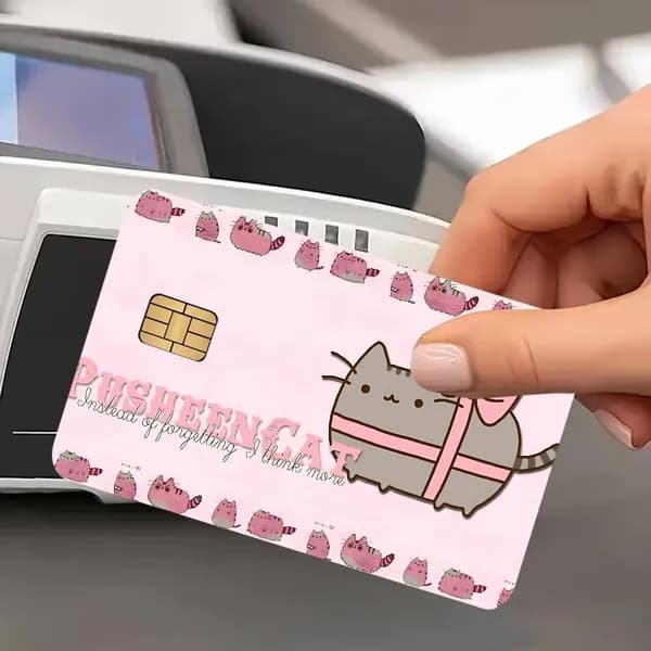 Пушин Персонаж Pusheen Наклейка на банковскую карту, водостойкая антицарапинная защитная