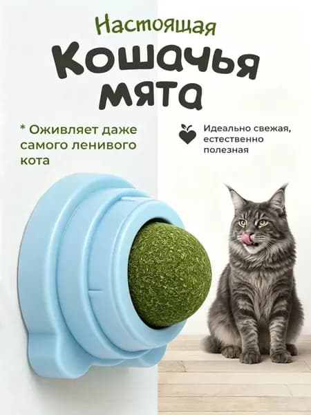 Кошачья мята / Конфета-шар с кошачьей мятой, Лакомство для кошек, Игрушка для котят, Леденец для котов с витаминами