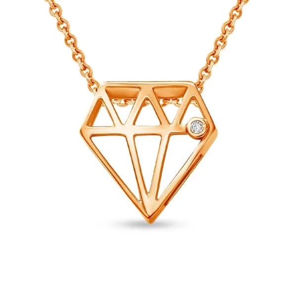Подвеска на шею с фианитом из красного золота 375 пробы 585GOLD