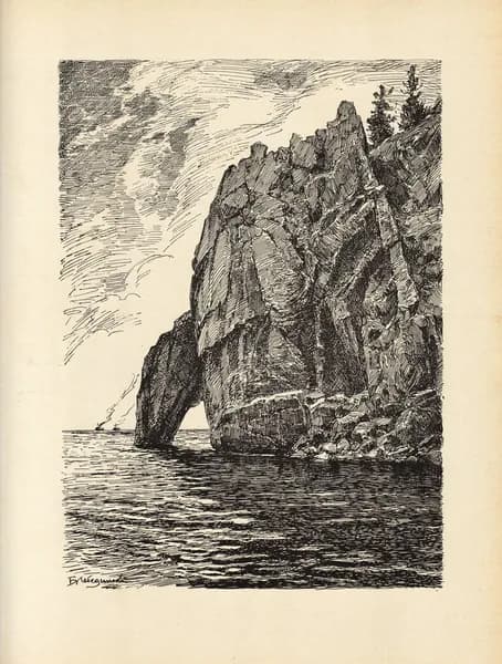 1966 год. Байкал, скала Хобот. Б.И.Лебединский. Литография