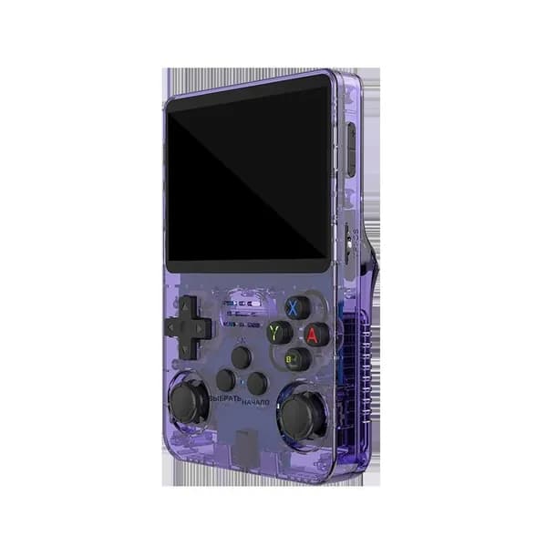 Портативная игровая консоль R36S с Android, 128 ГБ, прозрачный фиолетовый корпус