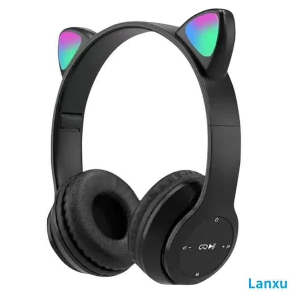 Bluetooth-наушники с кошачьими ушами, стереозвук, светодиодная подсветка, до 8 ч воспроизведения