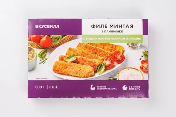 Филе минтая в панировке с базиликом, розмарином и орегано зам., 300 г