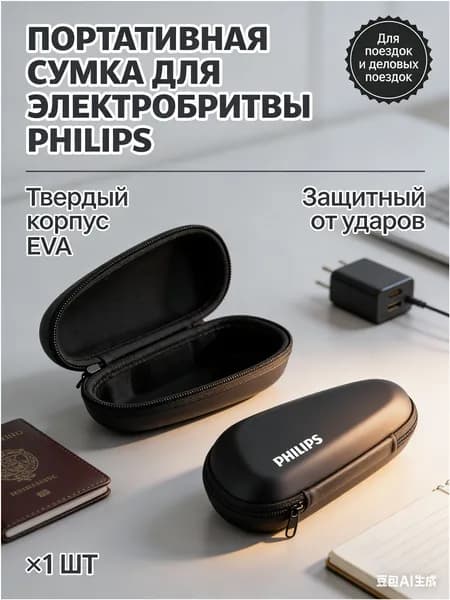 Чехол для электробритвы Philips, жесткий кейс для хранения и путешествий, сумка для бритвы Филипс, черный