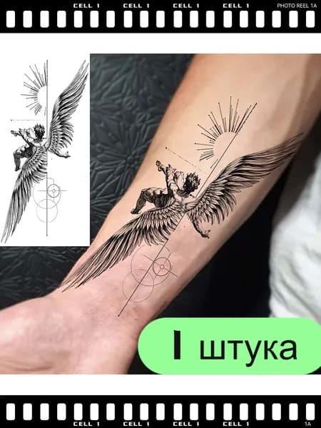 Черно-белая наклейка для татуировки с переносом воды, 1 штука