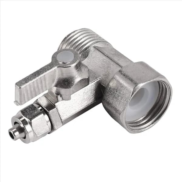 Адаптер для подачи воды обратного осмоса с шаровым краном 1/2" на 1/4", серебристый