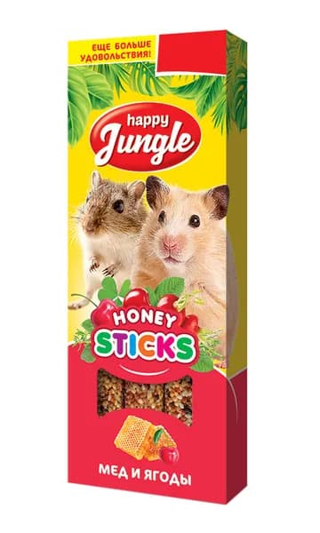 Палочки HAPPY JUNGLE палочки для мелких грызунов мед и ягоды (3 шт)