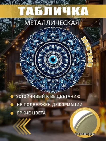 Картина из жести: Мандала с глазом (сине-голубая)