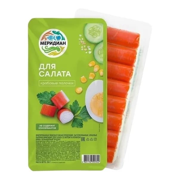 Крабовые палочки Меридиан Для салата 200 г