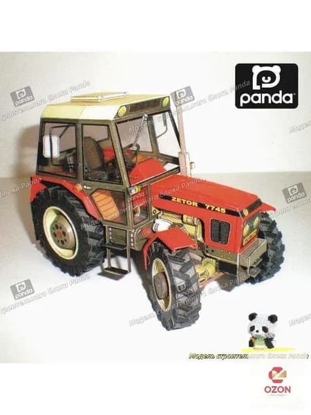 1:32, чешский Zetor 7745-7211, бумажная модель трактора, сельскохозяйственная техника, вырезка из бумаги своими руками, ручная работа