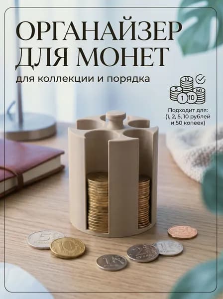 Монетница для мелочи с ячейками подставка в машину