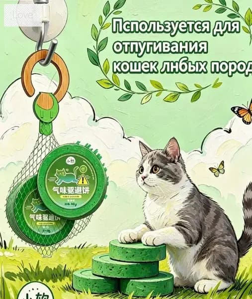 Используется для отпугивания кошек любых пород. Эффективное средство-репеллент с ароматическим действием, 40 г.,2 шт