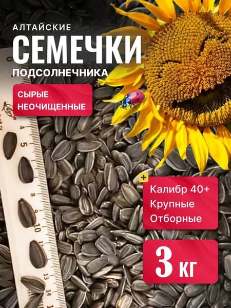Алтайский эталон Семечки Черные Сырые Неочищенные 3000г. 3шт