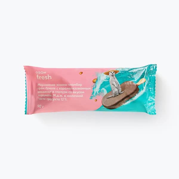 Эскимо пломбир крем-брюле со вкусом карамели в глазури Ozon fresh, 90 г