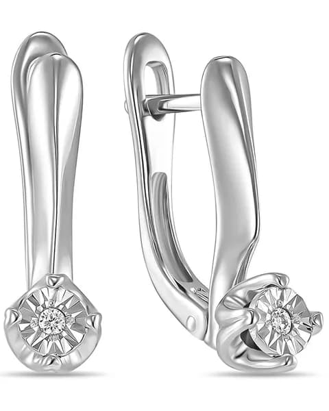 Серьги из белого золота 585 пробы с Бриллиантом MIUZ Diamonds
