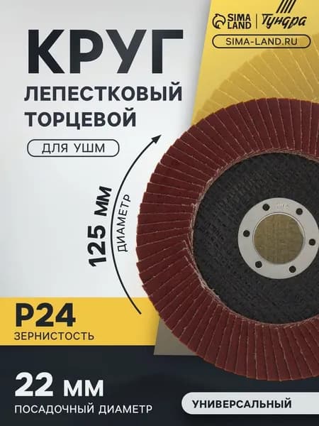 Круг лепестковый торцевой конический ТУНДРА, 125 22 мм, Р24 2603087