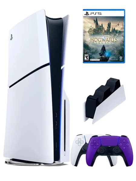 PS5 (ПС5) Игровая приставка Sony PlayStation 5 Slim +2-й геймпад(фиолетовый)+зарядное+игра Hogwarts, 1000ГБ