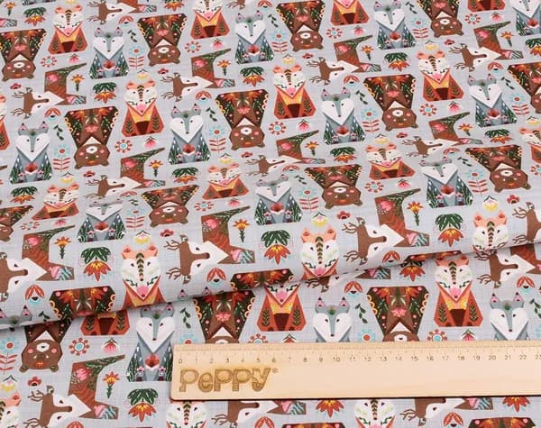 Ткань для пэчворка 50x55см PEPPY ЛЕСНЫЕ ЖИТЕЛИ ЛЖ-12 серый