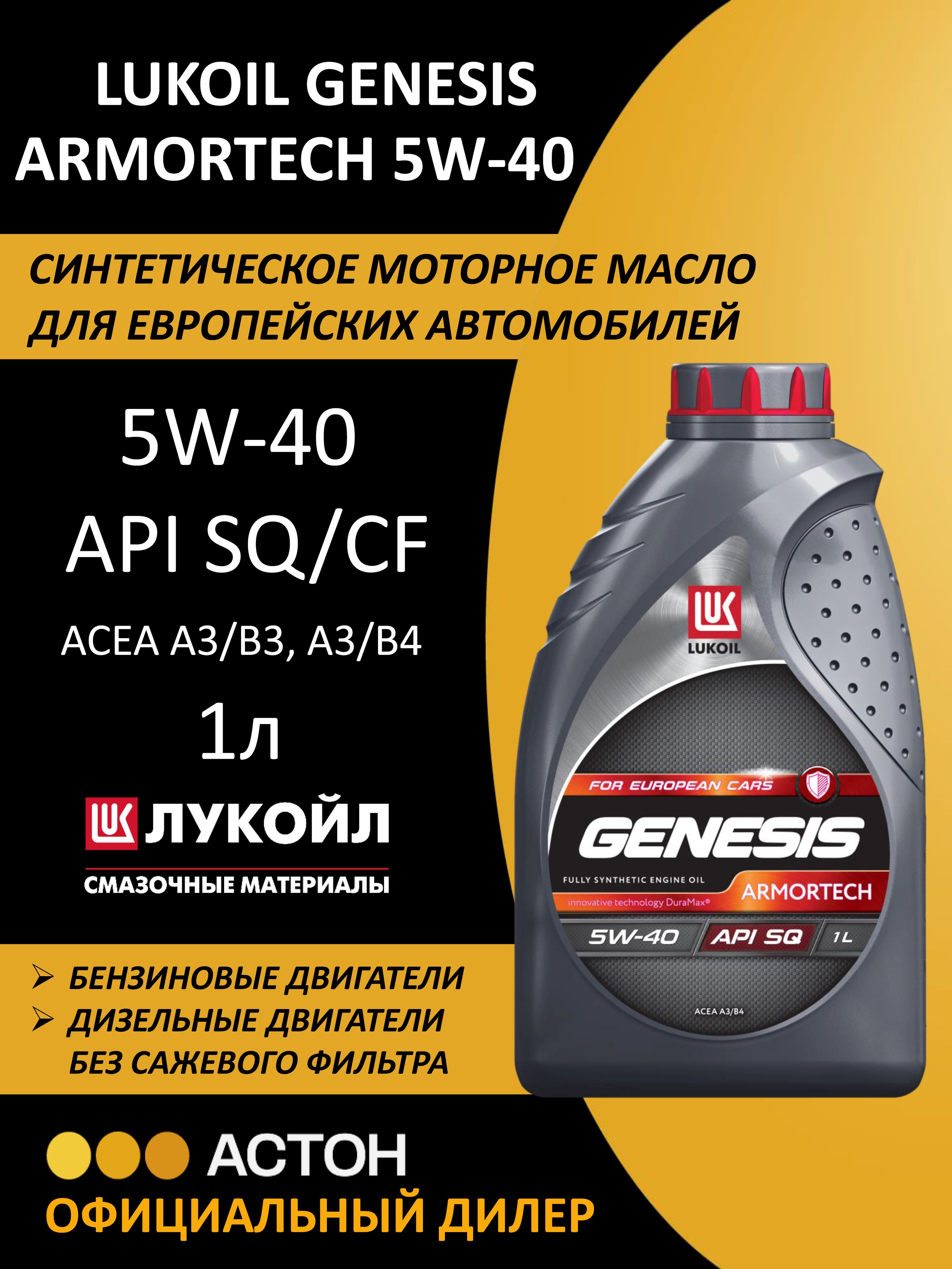 ЛУКОЙЛ (LUKOIL) GENESIS ARMORTECH 5W-40 Масло моторное, Синтетическое, 1 л