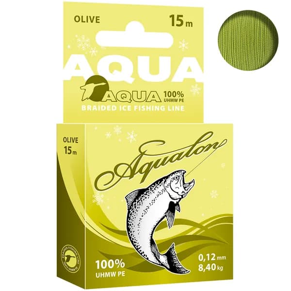 Плетеный шнур AQUA AQUALON зимний 15м 0,12мм, Olive