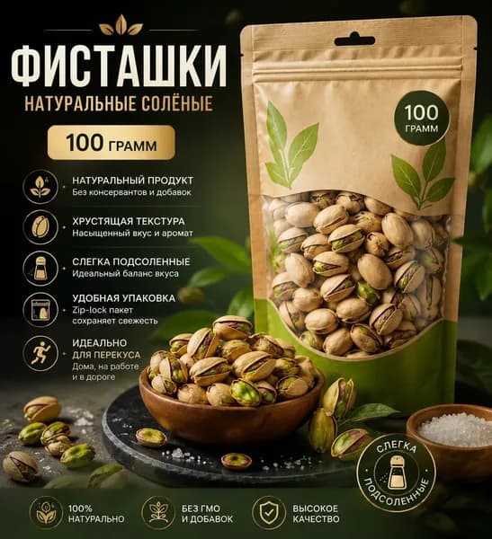 Фисташки соленые жареные, в скорлупе Иранские 100г вкусные