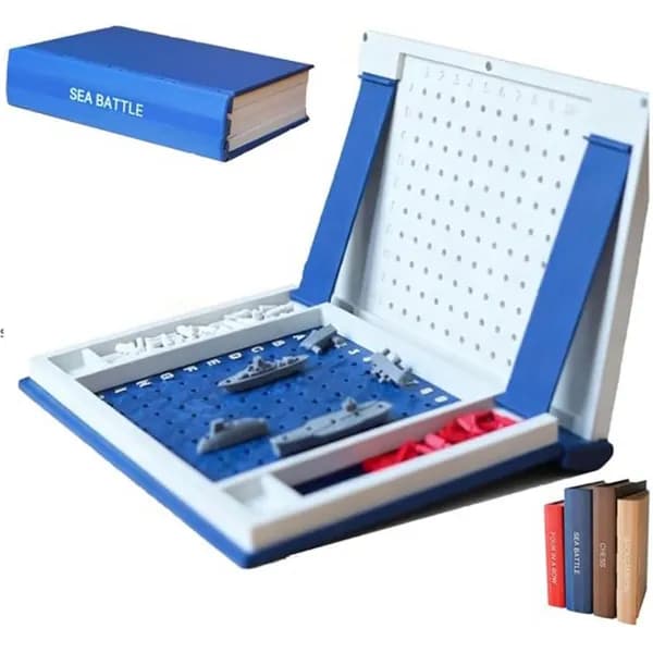 Настольная игра в виде книги с 3D-печатью: Морской бой , шахматы, крестики-нолики и другие классические игры